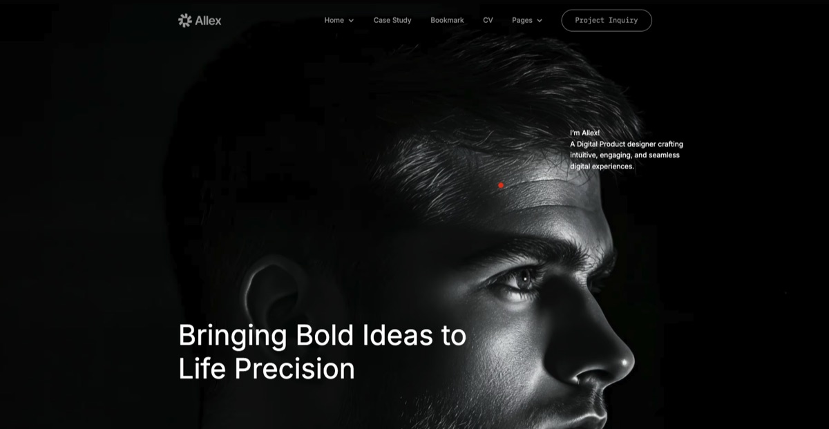 Allex digital product design portfolio website built in Webflow