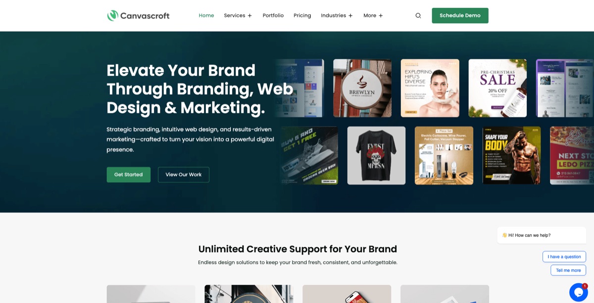 Canvascroft branding studio homepage