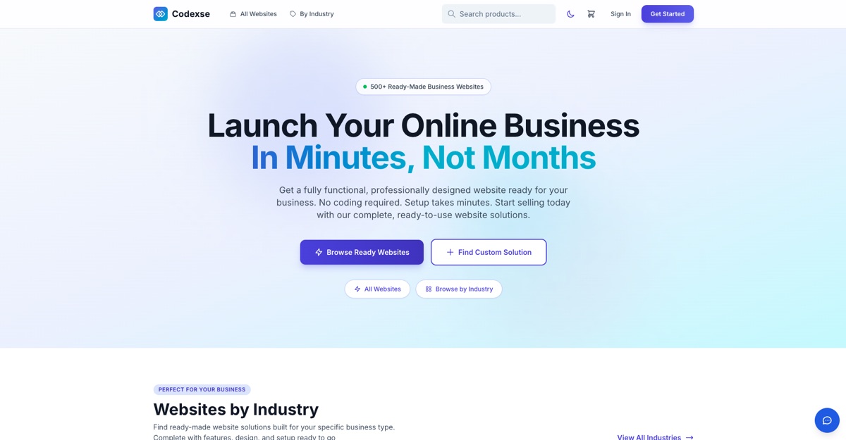 Codexse marketplace for ready-made websites