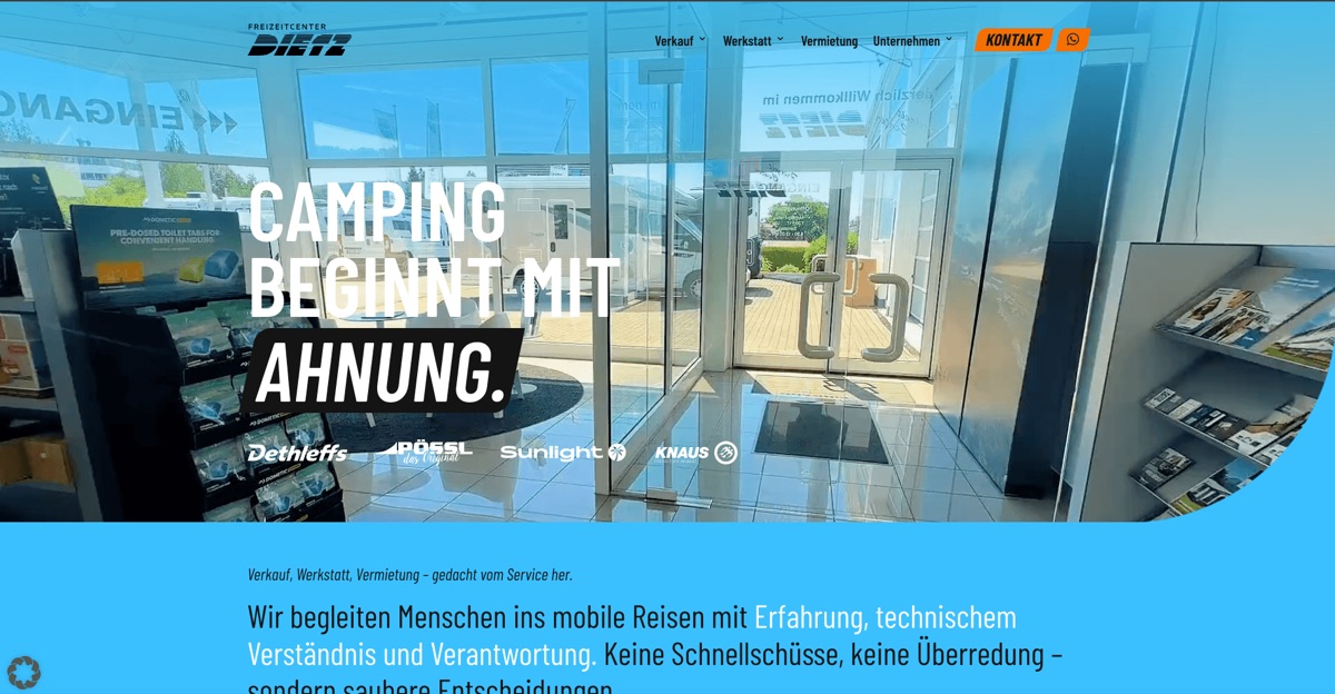 Freizeitcenter Dietz motorhome showroom homepage