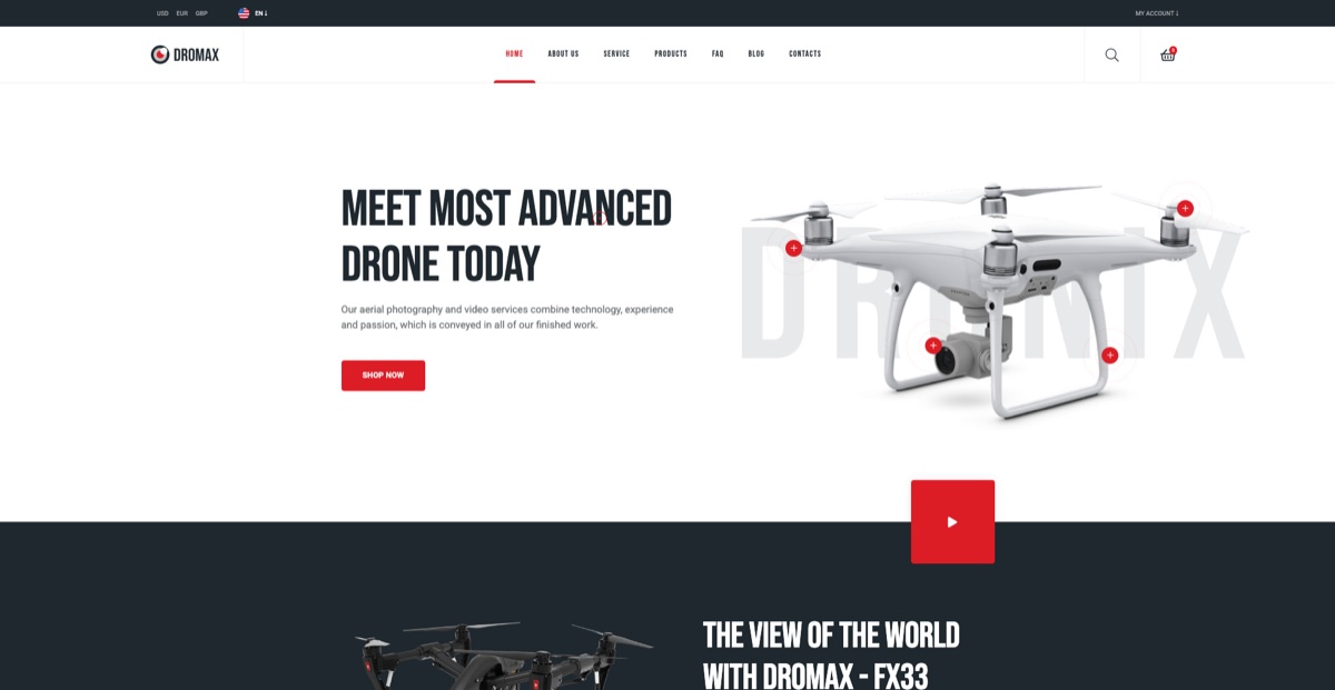 Dromax drone retail landing page