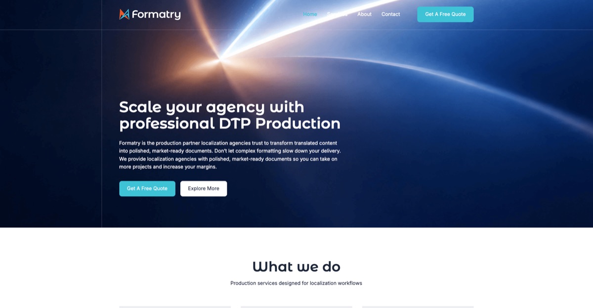 Formatry DTP production partner website built in Webflow