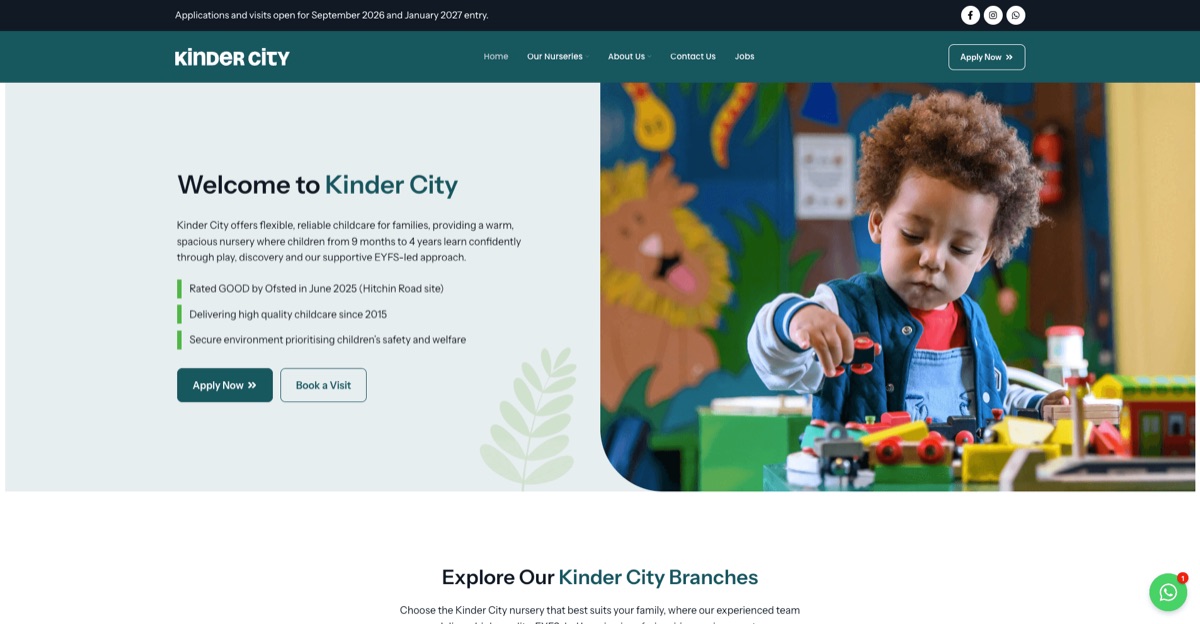 Kinder City nursery and pre-school group website