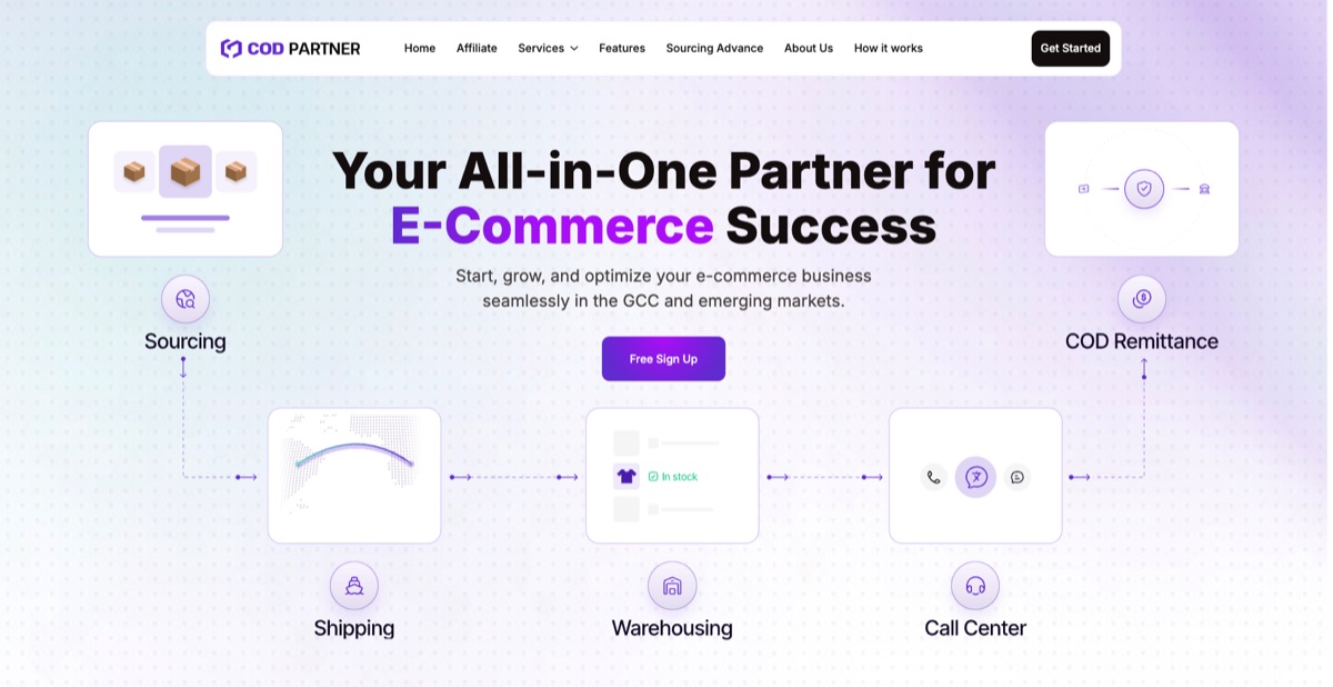 Cod Partner e-commerce enablement platform homepage