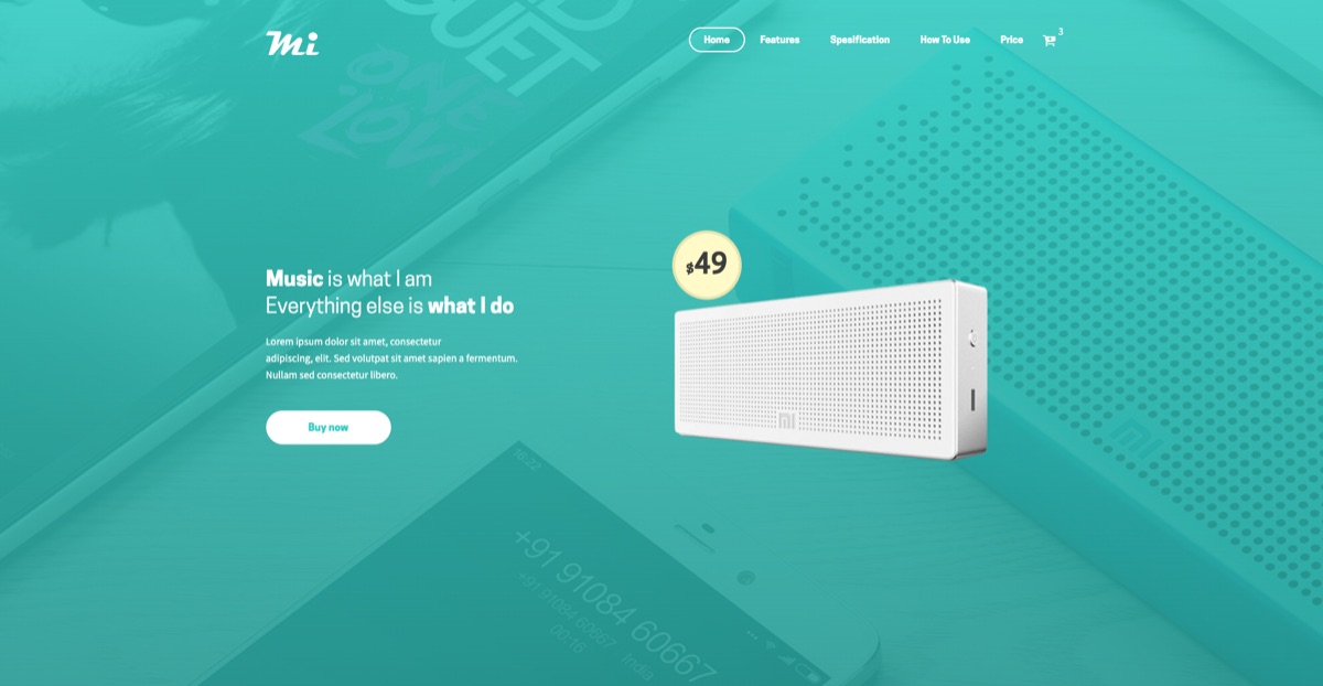 MI Speaker product landing page template