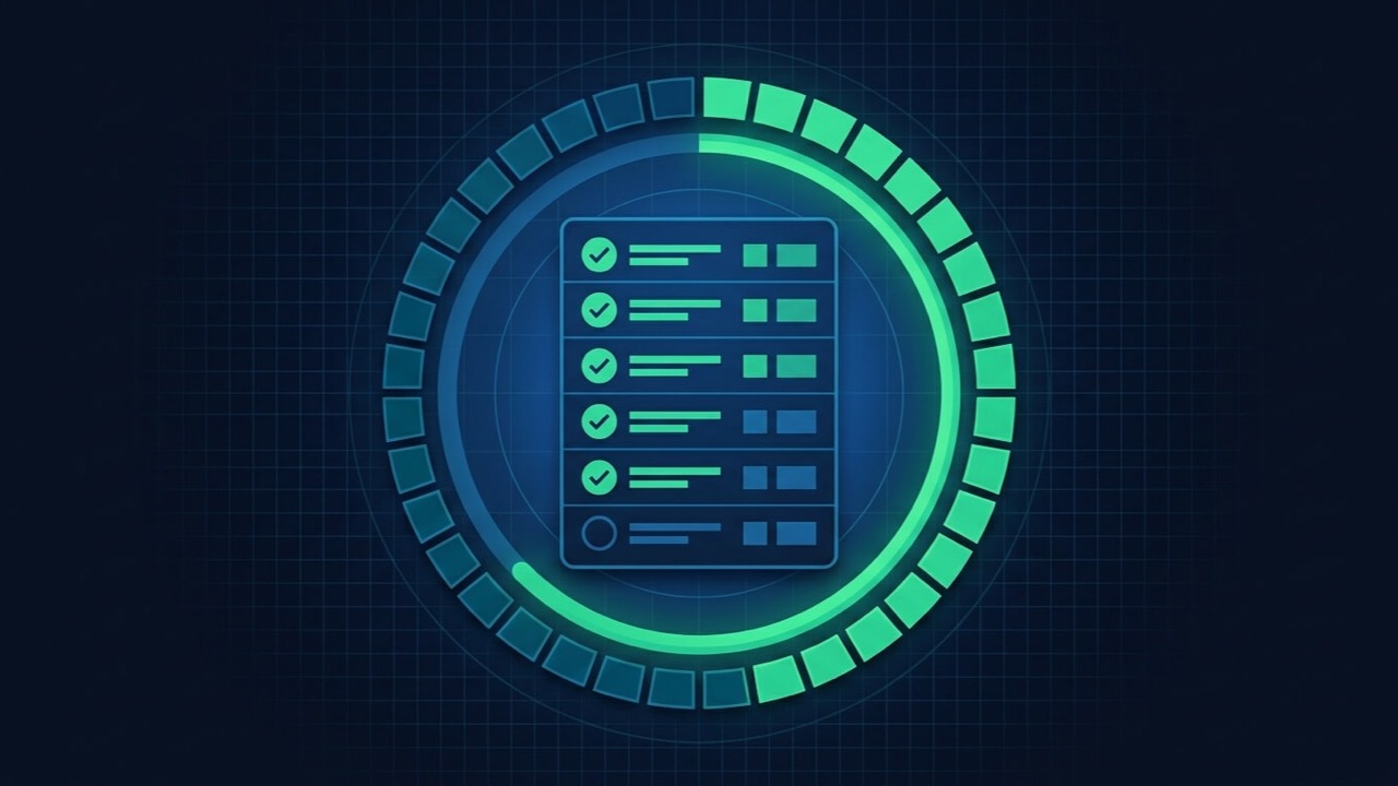 Abstract dark tech graphic representing a WordPress site being monitored and maintained