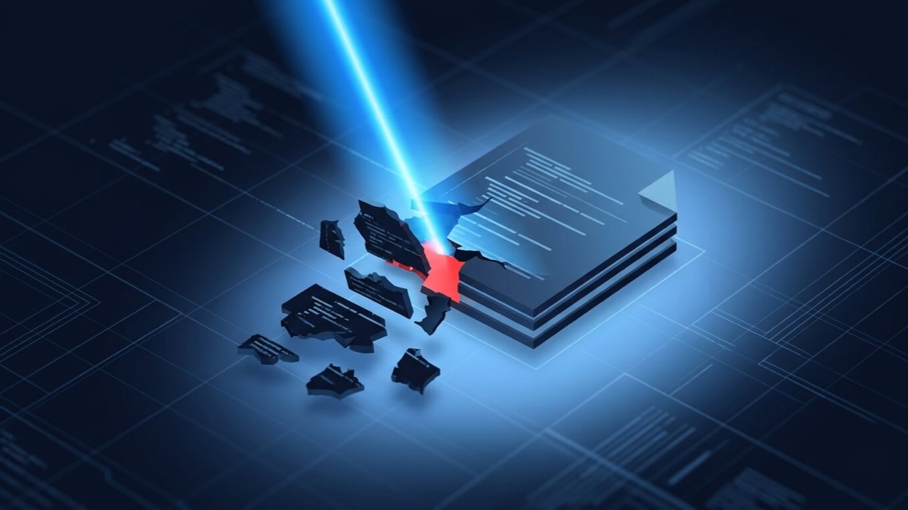 Abstract dark tech graphic representing WordPress malware being scanned and removed