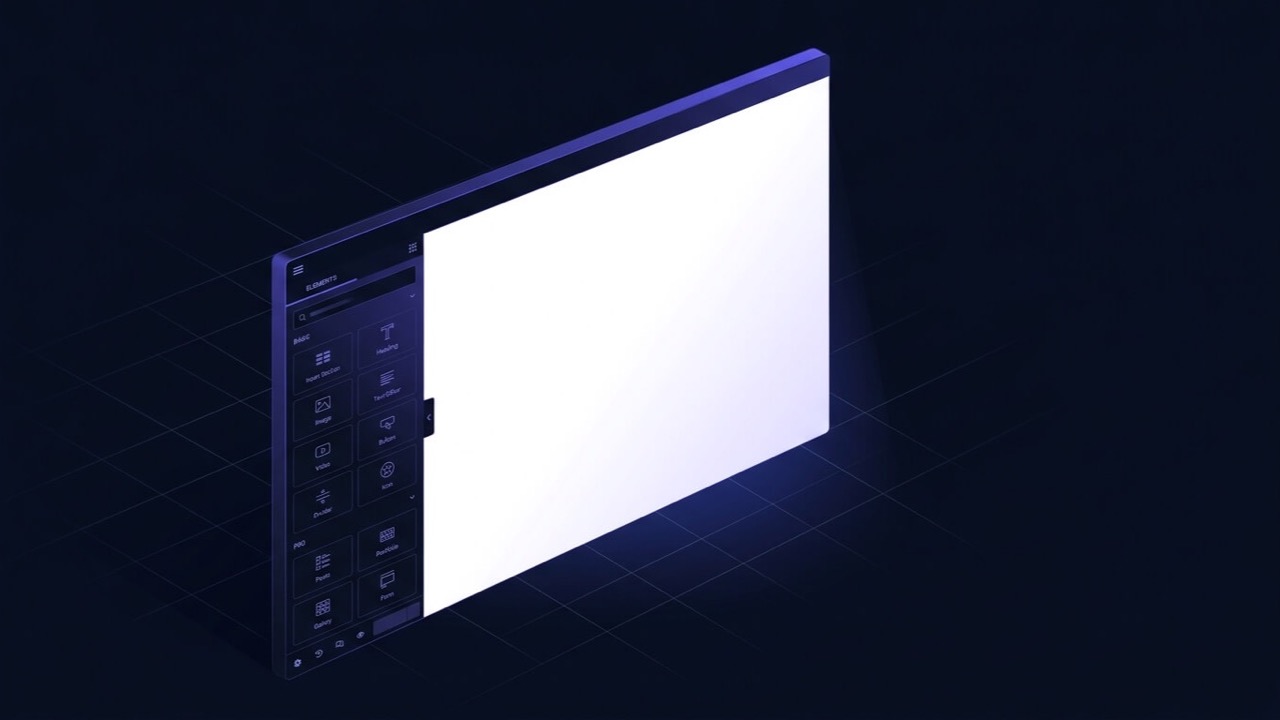 Elementor editor window rendering a completely blank white panel where the page layout should be