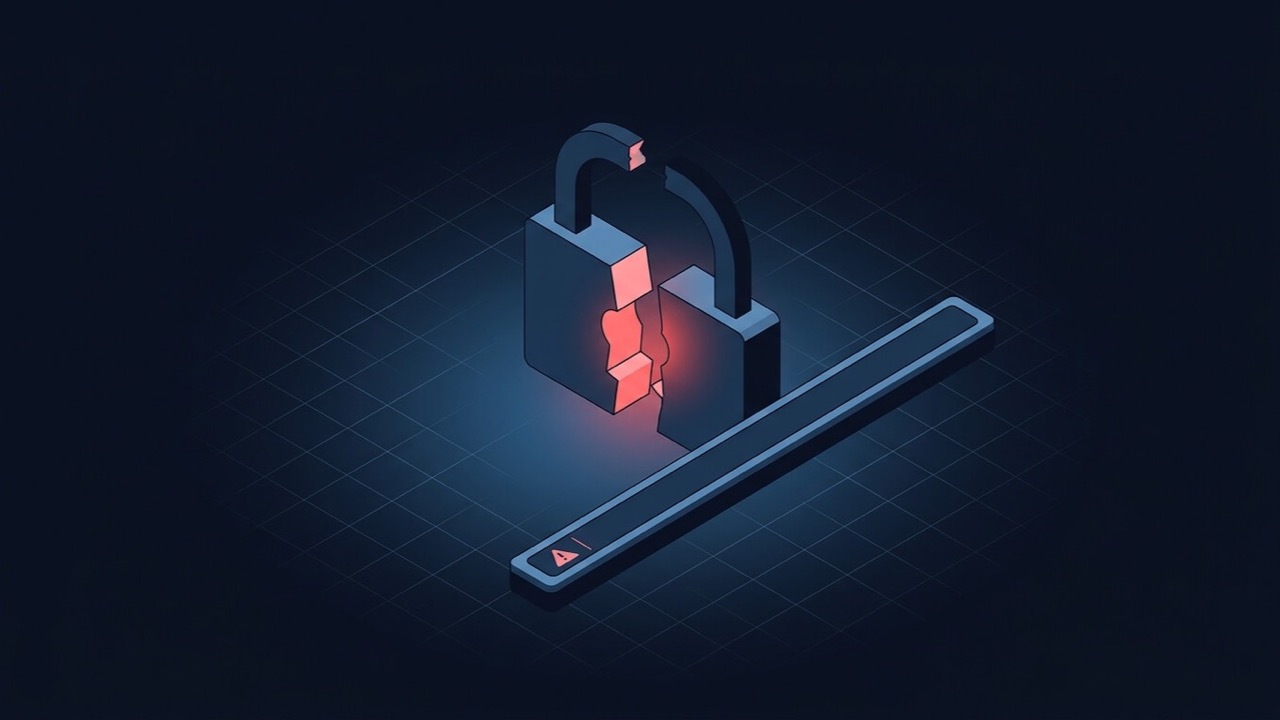 Broken padlock icon next to a browser address bar showing a mixed-content security warning