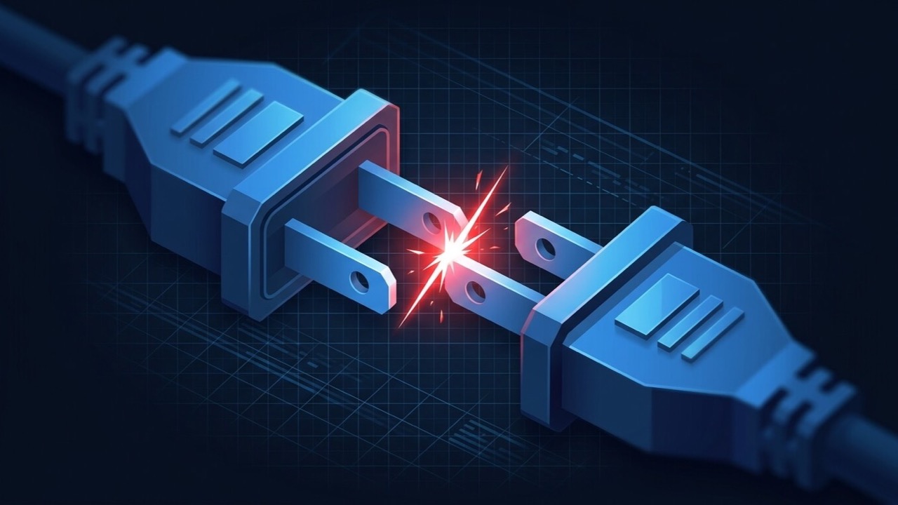 Two plug icons colliding with a red spark between them, representing two WordPress plugins conflicting
