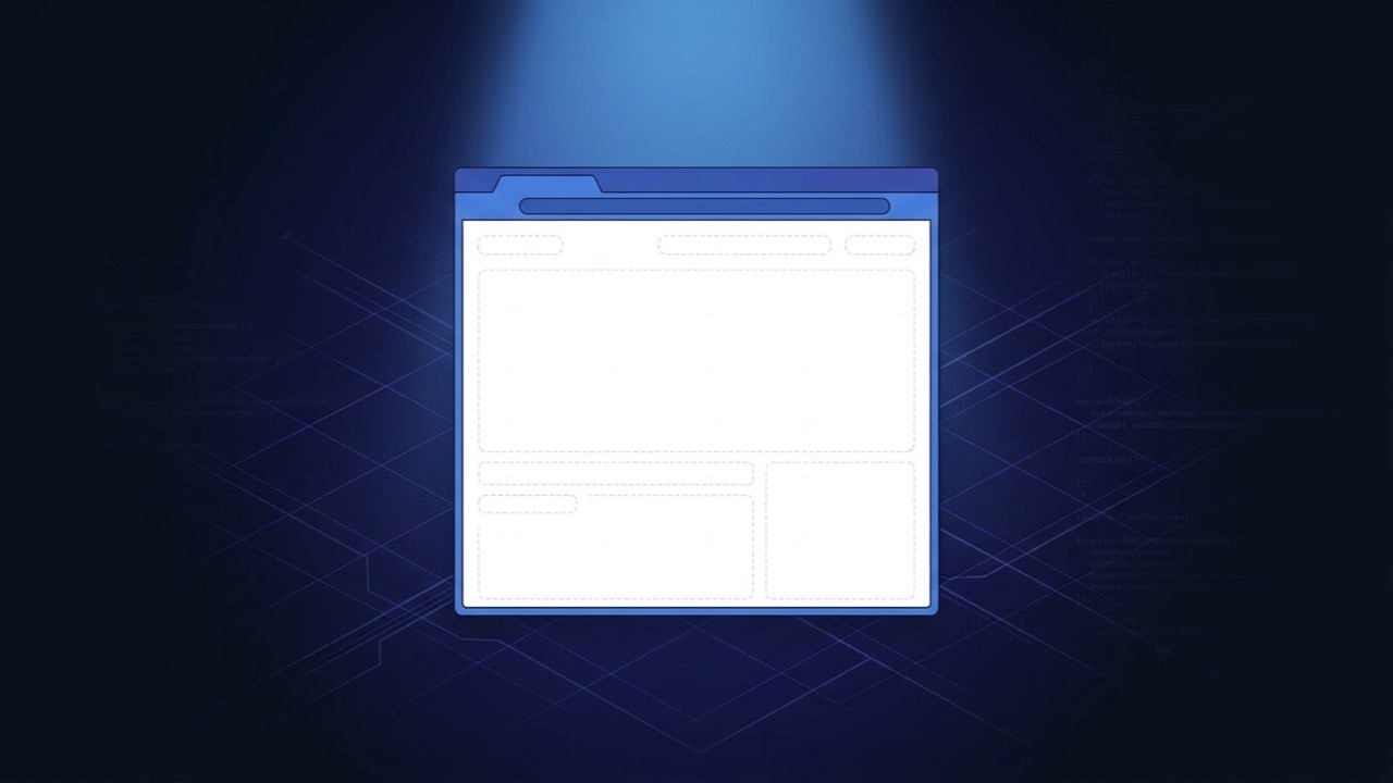 Browser window rendering a completely blank white page against a dark diagnostic background